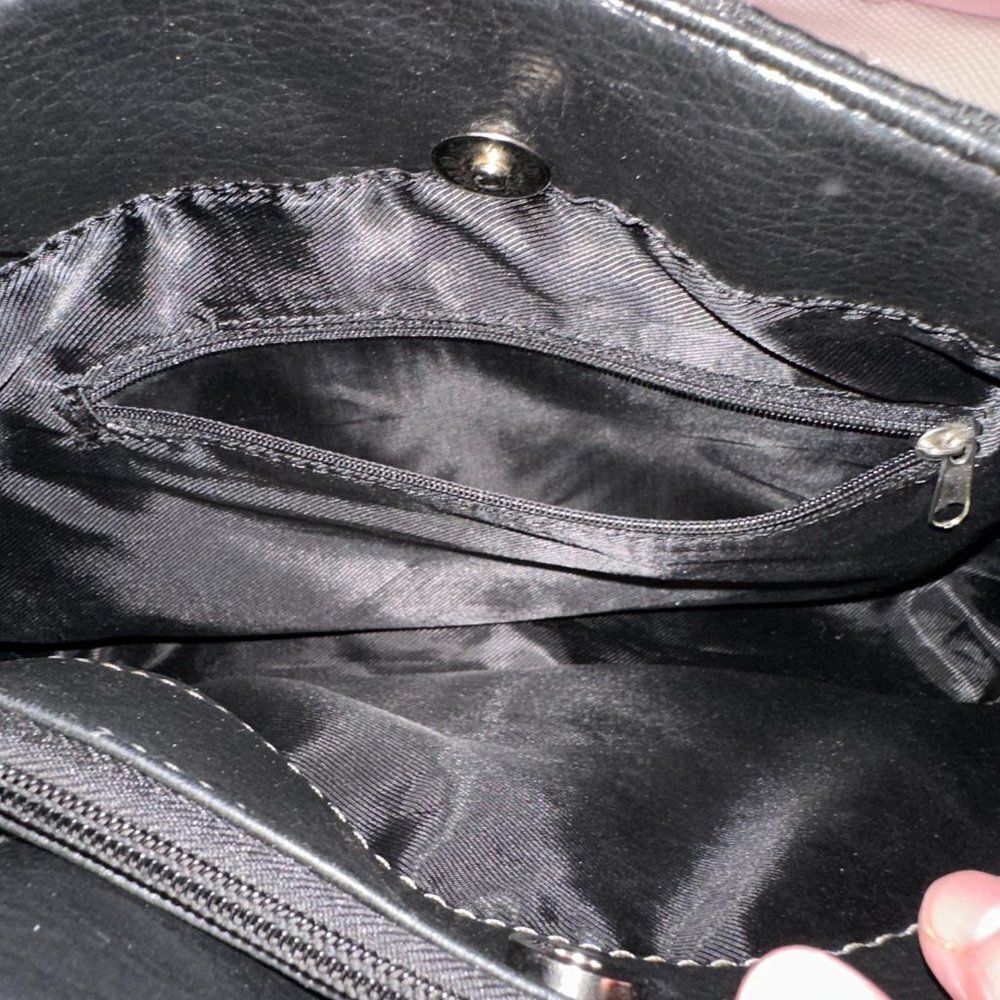 Zebra Striped Block Pattern Shoulder Bag Black an… - image 12